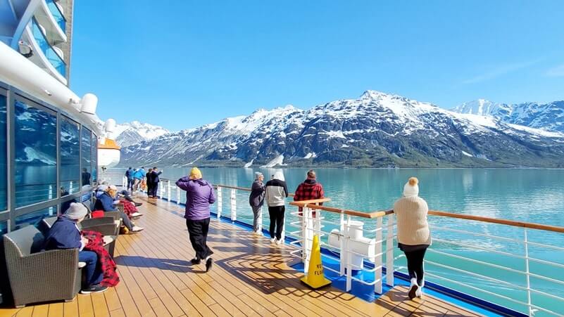 majestic princess, outside deck 7, promenade deck. princess cruise ship outdoor public viewing area