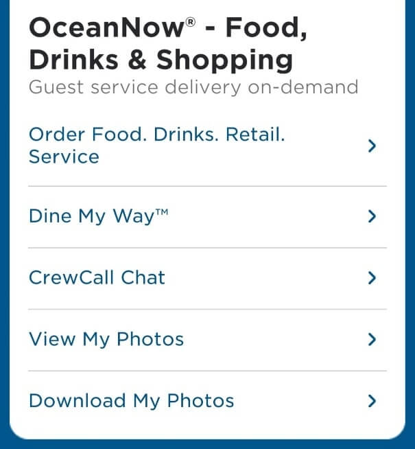 how to see dinner menu on princess cruise. princess app