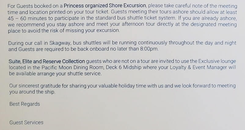 skagway cruise port shuttle letter. shuttle from skagway cruise port