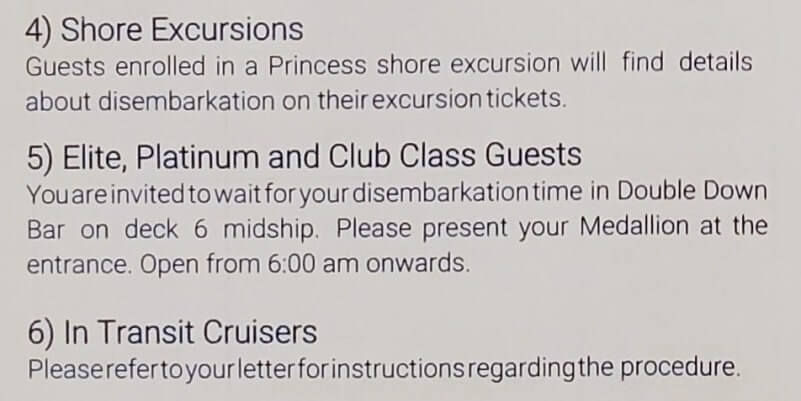whittier disembarkation information