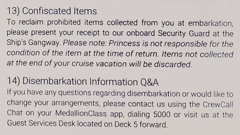 whittier disembarkation information