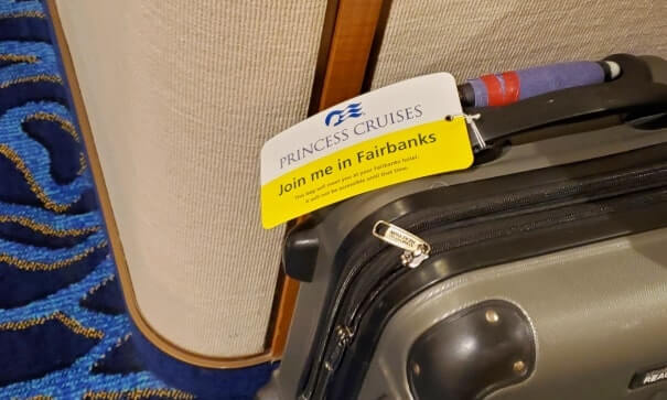 whittier disembarkation luggage tags for princess cruisetour, fairbanks