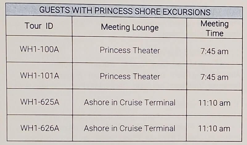 whittier disembarkation times. what time can you get off the cruise ship in whittier