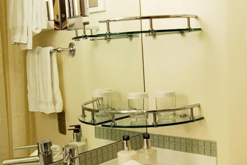 cups in a cruise ship bathroom on princess