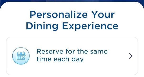 princess cruise dining reservations, same time every day, dinner