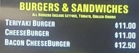 menu hanauma bay burgers and sandwich