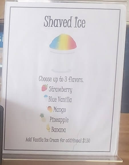 menu hanauma bay shave ice