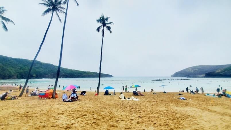 hanauma bay beach from the tram stop