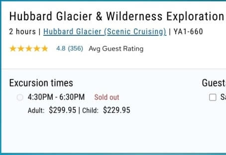 hubbard glacier excursion tickets sold out