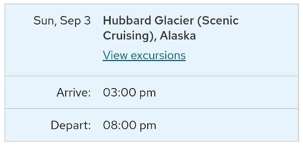 hubbard glacier excursion, alaska cruise itinerary