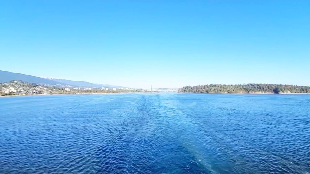 sailing away from lions gate bridge and vancouver cruise port