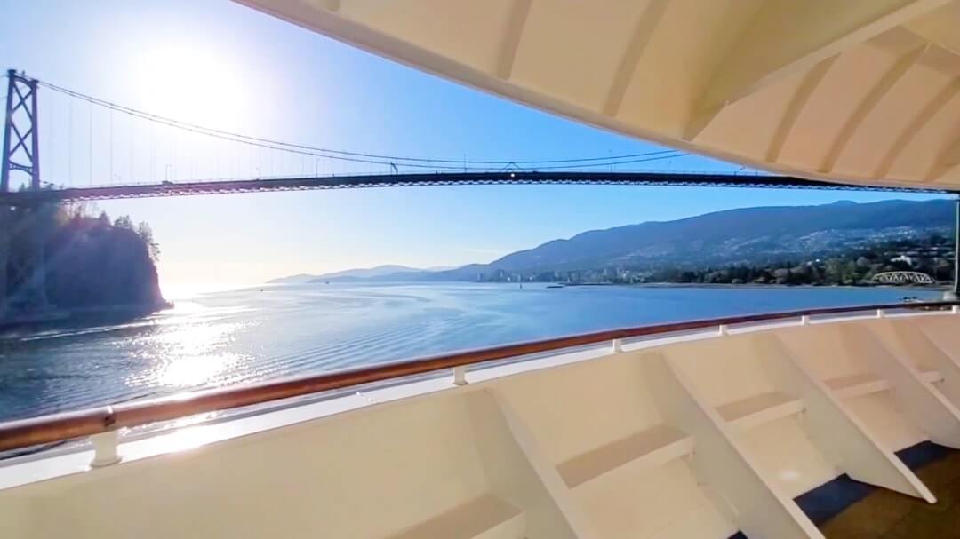 lions gate bridge, vancouver cruise