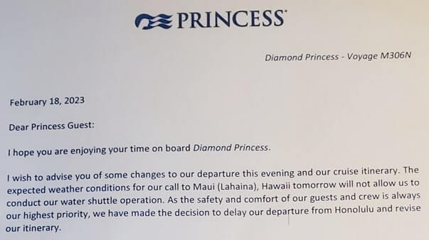 cruise port canceled, princess