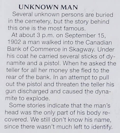 gold rush cemetery, skagway. unknown man