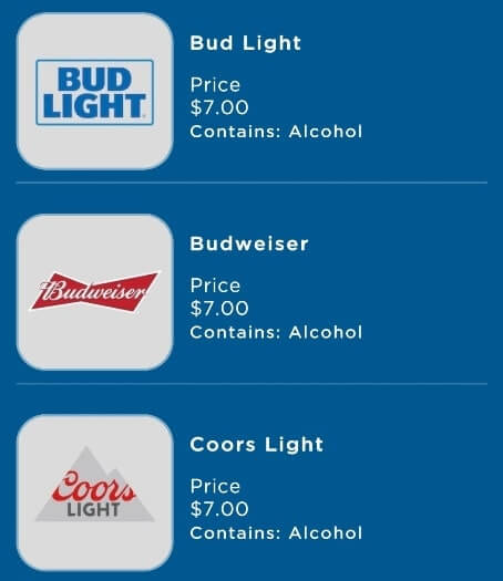 princess cruise beer menu