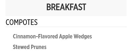 princess cruise breakfast menu. breakfast compotes