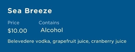 tropical cocktails on a princess cruise ship. cruise cocktail ingredients sea breeze