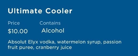 tropical cocktails on a princess cruise ship. cruise cocktail ingredients cooler