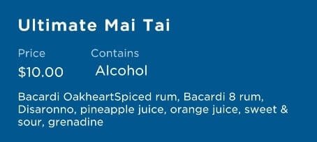 tropical cocktails on a princess cruise ship. cruise cocktail ingredients mai tai