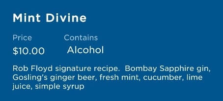 tropical cocktails on a princess cruise ship. cruise cocktail ingredients mint divine