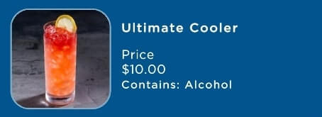 tropical cocktails menu on a princess cruise ship. cruise cocktail menu. ultimate cooler