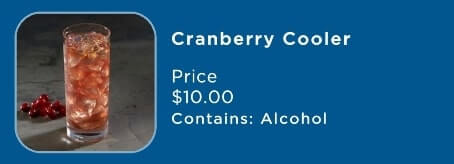 tropical cocktails menu on a princess cruise ship. cruise cocktail menu. cranberry cooler