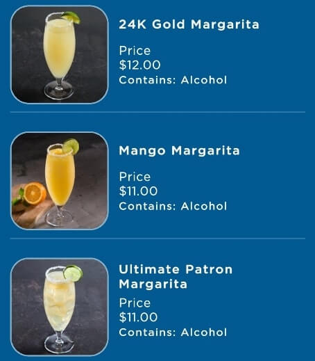 princess cruise margarita menu