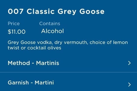 how to order martini on princess cruise