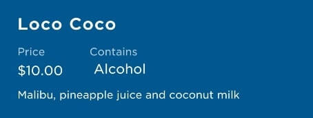 princess cruise ship frozen drinks. loco coco ingredients