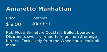 martini menu princess cruise ship. amaretto manhattan