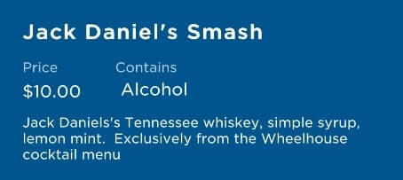 princess cruise signature cocktail menu. jack daniels smash ingredients