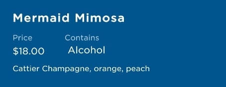 princess cruise signature cocktail menu. mermaid mimosa ingredients