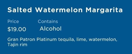 princess cruise signature cocktail menu. salted watermelon margarita ingredients