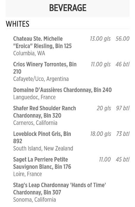 vines wine bar menu princess
