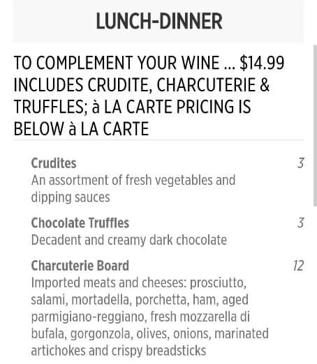 vines wine bar menu princess