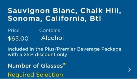 princess cruise wine room service and delivery