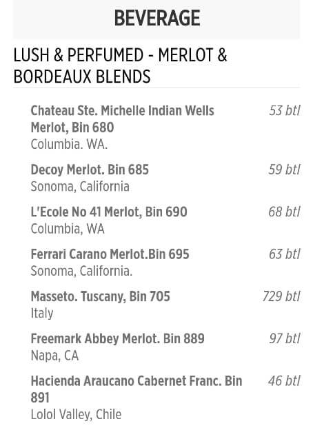 princess cruise wine list. dining room wine menu mdr dinner