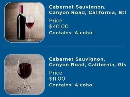 princess cruise red wine list