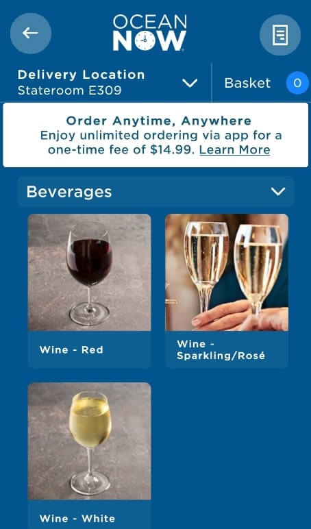 princess cruise wine order delivery