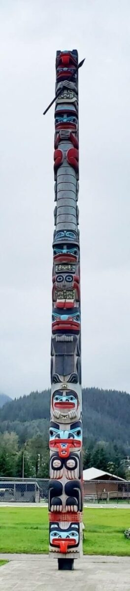 wolf totem pole. savikko park totem pole in juneau, douglas island