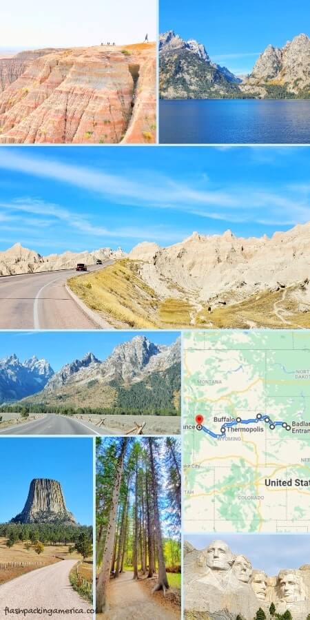 badlands to grand teton national park drive. road trip. best stops. best route