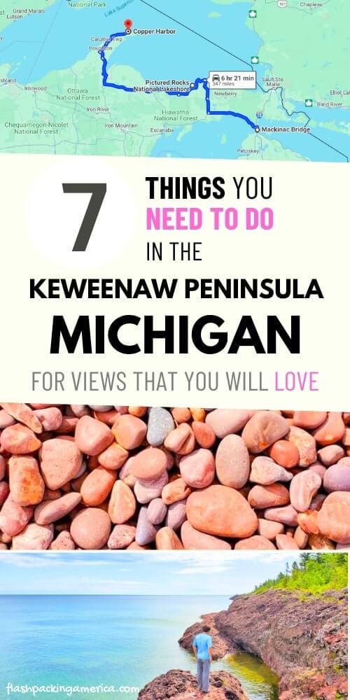 keweenaw peninsula. upper peninsula michigan road trip map