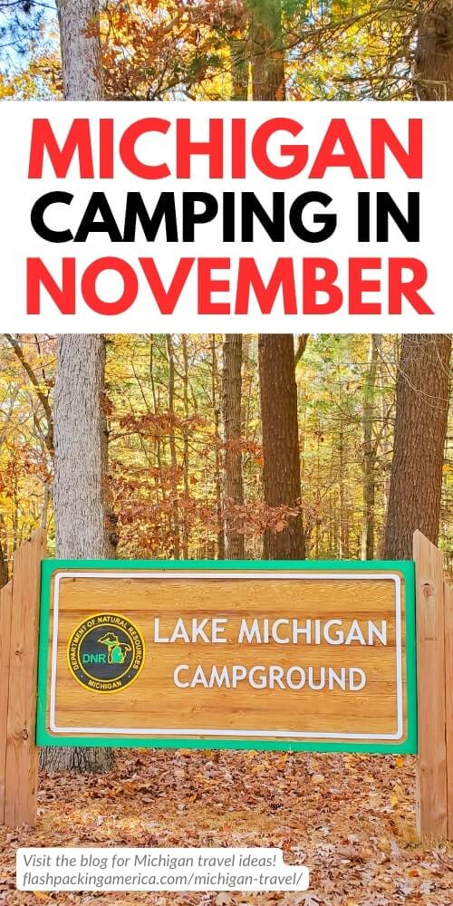 lake michigan campground in november. muskegon state park camping