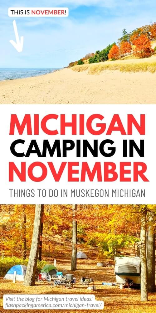 michigan state park camping in november. michigan camping in the fall. open campgrounds
