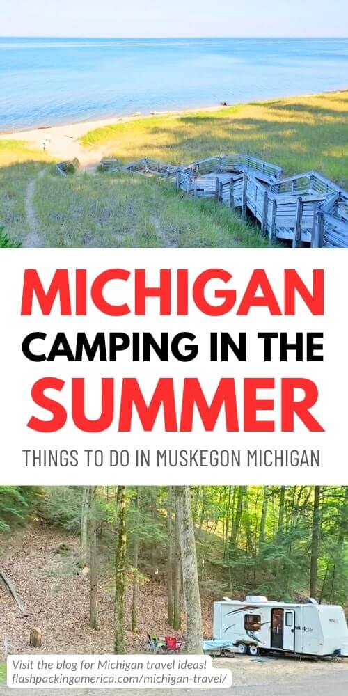 michigan state park camping in the summer. muskegon state park campground